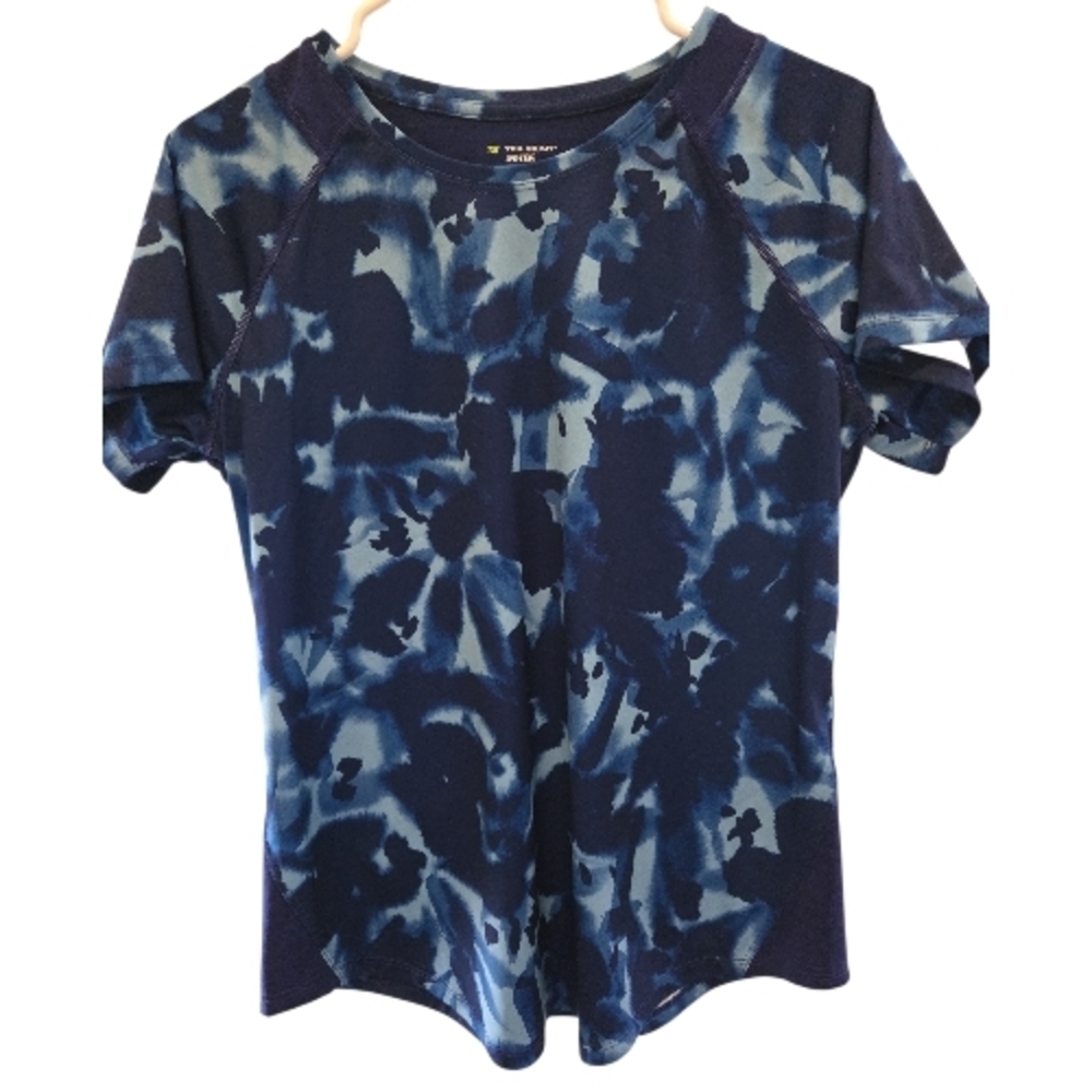 Tek Gear Navy and Light Blue Women's Short Sleeve Tee SZ M